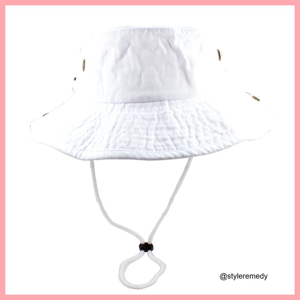 100% Cotton Adjustable Bucket Safari Sun Hat with Drawstring